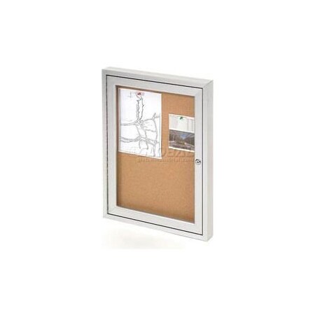United Visual Products One-Door Outdoor Corkboard - 24inW x 36in UV402